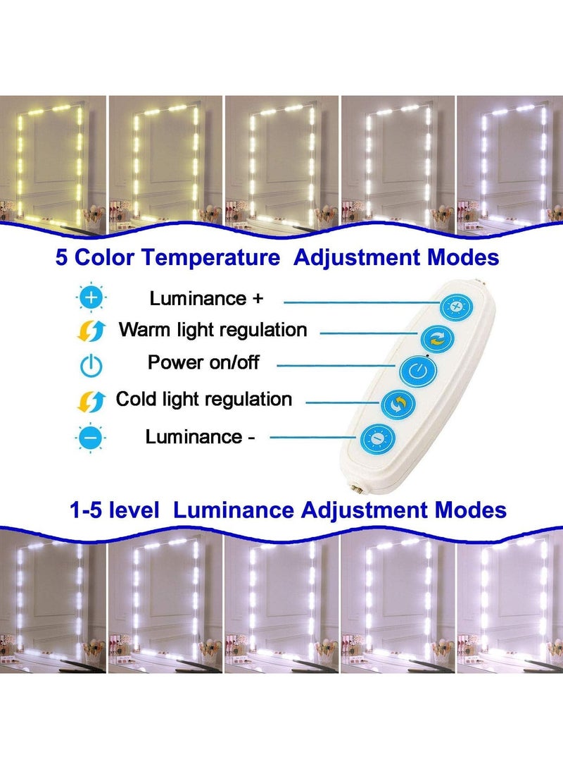 Alruht Vanity Mirror Lights Kit, 5 Color Vanity Makeup Light, 5m with Dimmable Color and Brightness Lighting Fixture Strip for Table & Bathroom Mirror(Mirror Not Included) - Image 2