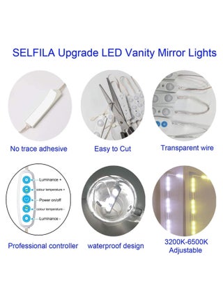 Vanity Mirror Lights Kit, 5 Color Vanity Makeup Light, 5m with Dimmable Color and Brightness Lighting Fixture Strip for Table & Bathroom Mirror(Mirror Not Included) - view 4