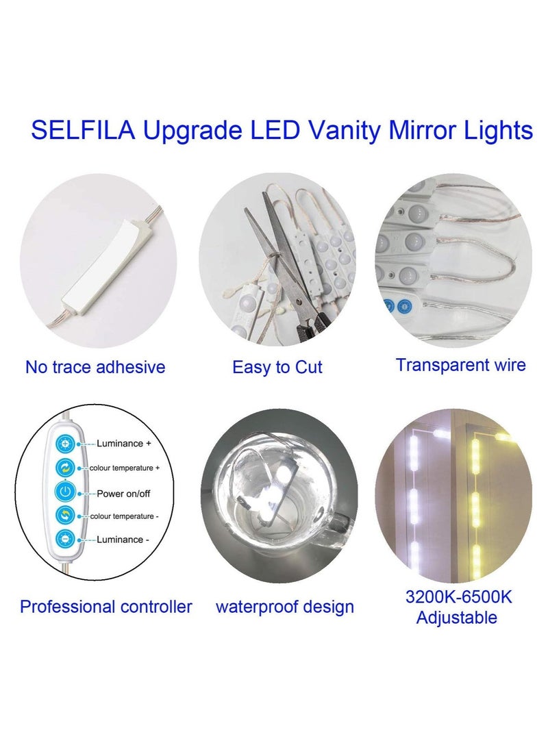 Alruht Vanity Mirror Lights Kit, 5 Color Vanity Makeup Light, 5m with Dimmable Color and Brightness Lighting Fixture Strip for Table & Bathroom Mirror(Mirror Not Included) - Image 4