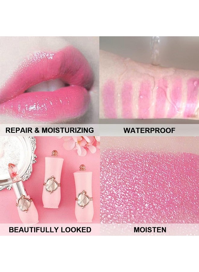 BINGBRUSH 2Pcs Color Changing Lipstick,Pink Crystal Flower Jelly PH Mood Long Lasting Labiales Lip Care Moisturizer Lip Balm Korean Magic Lip Gloss Makeup Lipstick Set for Women - Image 4