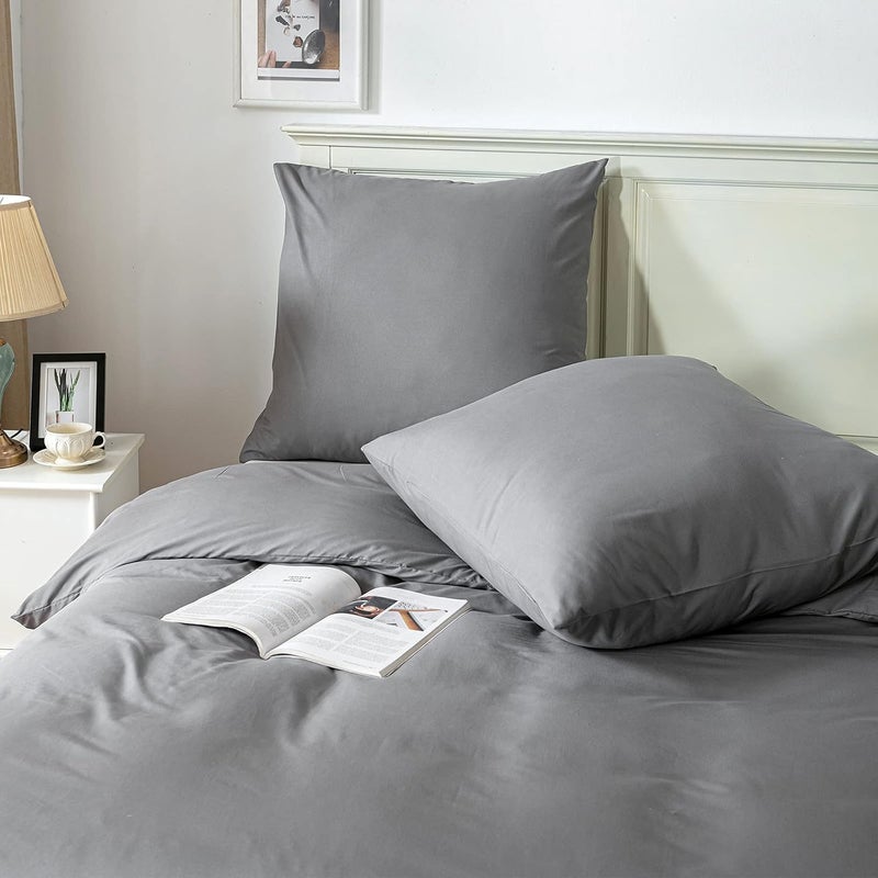 Good Nite Bed Linen 200 x 200 cm 3-Piece Grey Bed Linen Sets Microfibre Duvet Cover 200 x 200 cm + 2 Pillowcases 80 x 80 cm Breathable Soft - Image 4