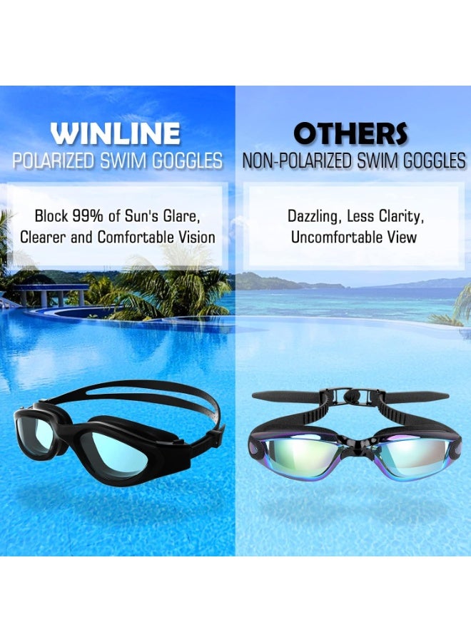 Winline Swimming Goggles Polarized Lenses Anti Fog Anti UV Waterproof Clear Vision Easy Adjust Soft Bridge for Men Women Adults Teens - Image 3