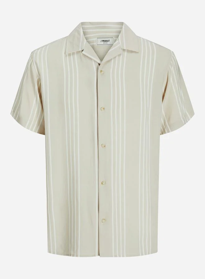 PRODUKT Men Beige Button-Down Striped Shirt