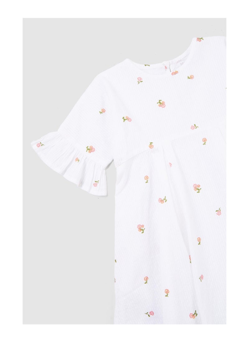 Blue zoo - Toddler Girls Flower Seersucker Dress - Image 1