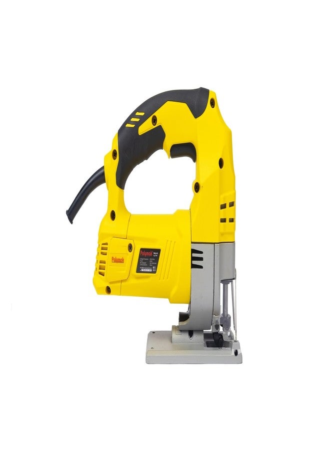 Polymak PM60JGE-14 Corded Jigsaw Machine|600W Motor|500-3000 SPM Variable Speed Jigsaw|60mm Wood & 10mm Steel Cutting Capacity|Lightweight|For Tile, Stone, Wood Cutting|6-Month Warranty|Yellow - Image 1