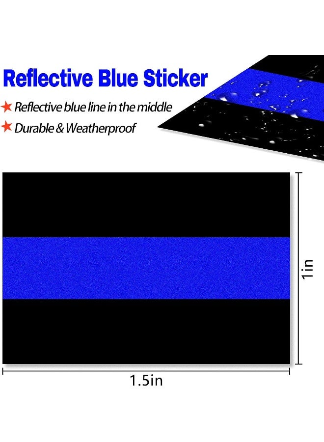 Creatrill Reflective Blue Lives Matter License Plate Sticker - Pack of 20 Vinyl Decal - Cop Thin Blue Line Decals - Proudly Support Police/Law Enforcement Officers (1" x 1.5") - Image 2