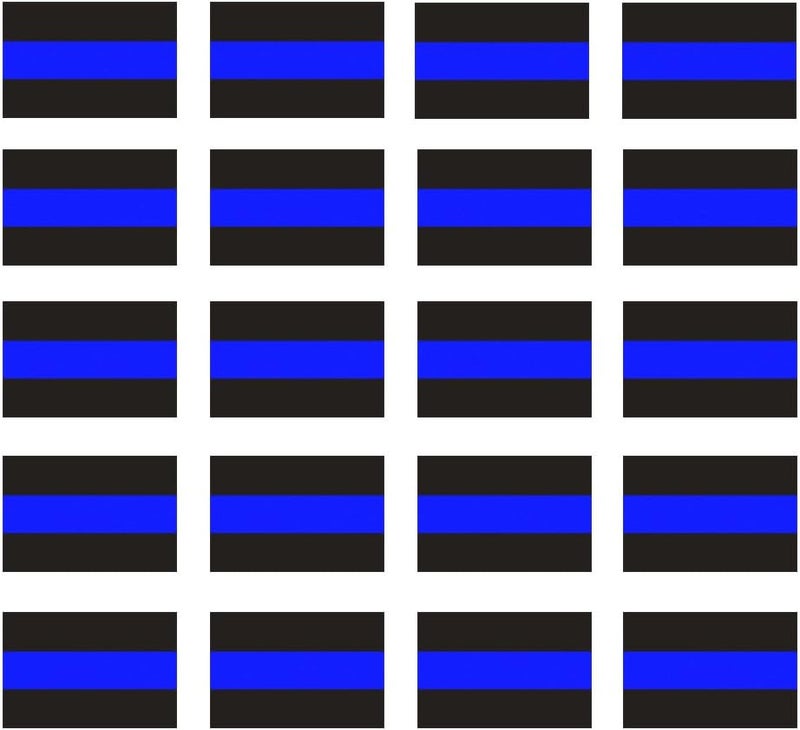 Creatrill Reflective Blue Lives Matter License Plate Sticker - Pack of 20 Vinyl Decal - Cop Thin Blue Line Decals - Proudly Support Police/Law Enforcement Officers (1" x 1.5") - Image 1
