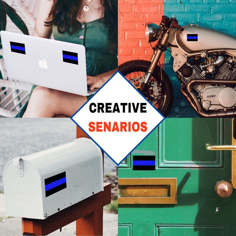 Creatrill Reflective Blue Lives Matter License Plate Sticker - Pack of 20 Vinyl Decal - Cop Thin Blue Line Decals - Proudly Support Police/Law Enforcement Officers (1" x 1.5") - Image 5