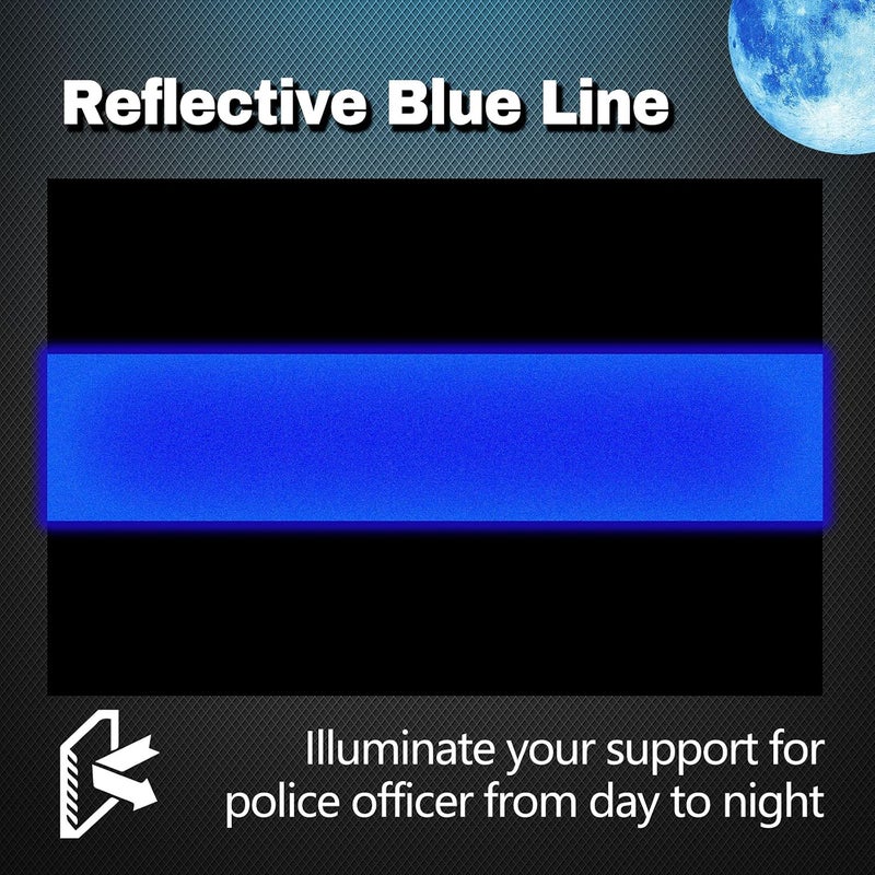 Creatrill Reflective Blue Lives Matter License Plate Sticker - Pack of 20 Vinyl Decal - Cop Thin Blue Line Decals - Proudly Support Police/Law Enforcement Officers (1" x 1.5") - Image 4