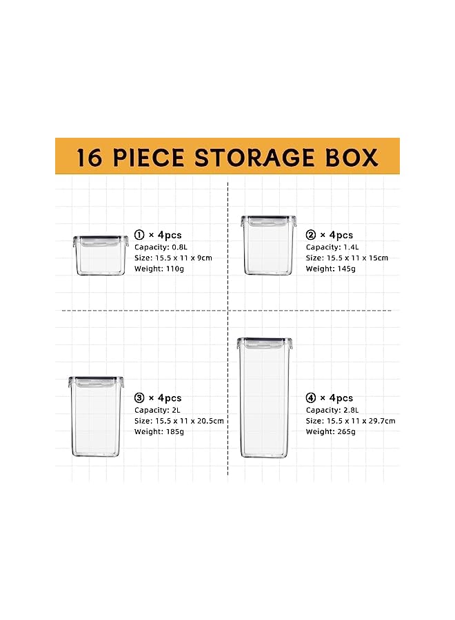 Occuwzz Airtight Food Containers,BPA-free Food Storage,Kitchen Food Storage Containers With Lids Stackable Food Storage Containers,Meal Prep Containers Vacuum Seal Food Storage Containers (16 PCS) - Image 3