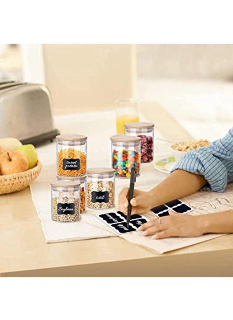QUESERA - 4 pc Set 400 ML  14 oz BOROCILICATE GLASS Spice Jars with Bamboo Airtight Lids and Labels - Image 1