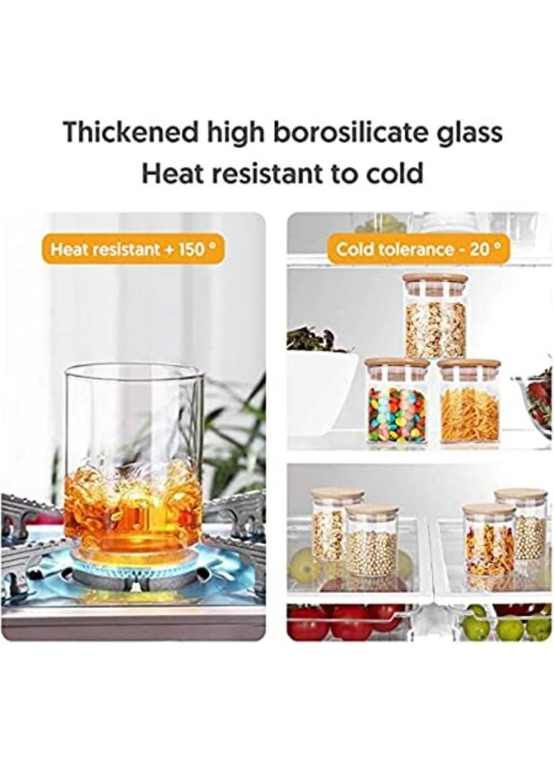 QUESERA - 4 pc Set 400 ML  14 oz BOROCILICATE GLASS Spice Jars with Bamboo Airtight Lids and Labels - Image 1