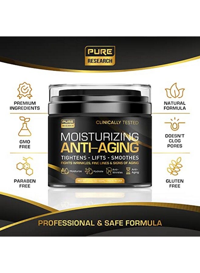 PURE RESEARCH كريم مرطب للوجه للرجال، كريم مضاد للشيخوخة للرجال، الكولاجين والريتينول وحمض الهيالورونيك، للعناية بالبشرة في النهار والليل، مضاد للتجاعيد، 1.7 أونصة - Image 5