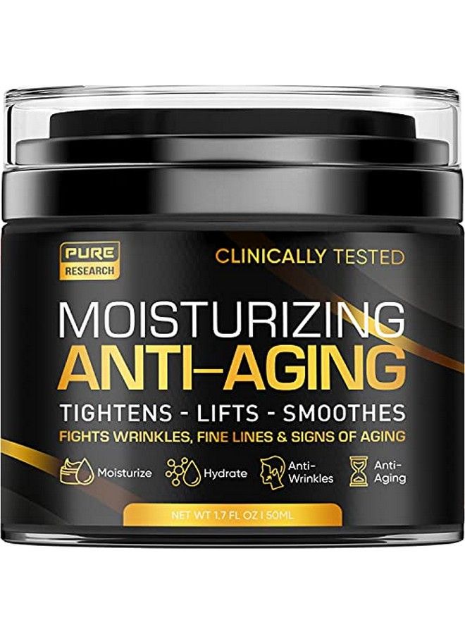PURE RESEARCH كريم مرطب للوجه للرجال، كريم مضاد للشيخوخة للرجال، الكولاجين والريتينول وحمض الهيالورونيك، للعناية بالبشرة في النهار والليل، مضاد للتجاعيد، 1.7 أونصة - Image 1