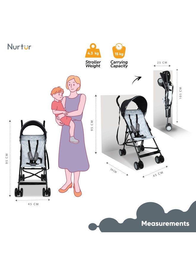 Nurtur Rex Buggy Stroller Multicolor Lightweight Stroller with Compact Fold Canopy Shoulder Strap 6 to 36 monthsMulticolor Official Product - Image 4