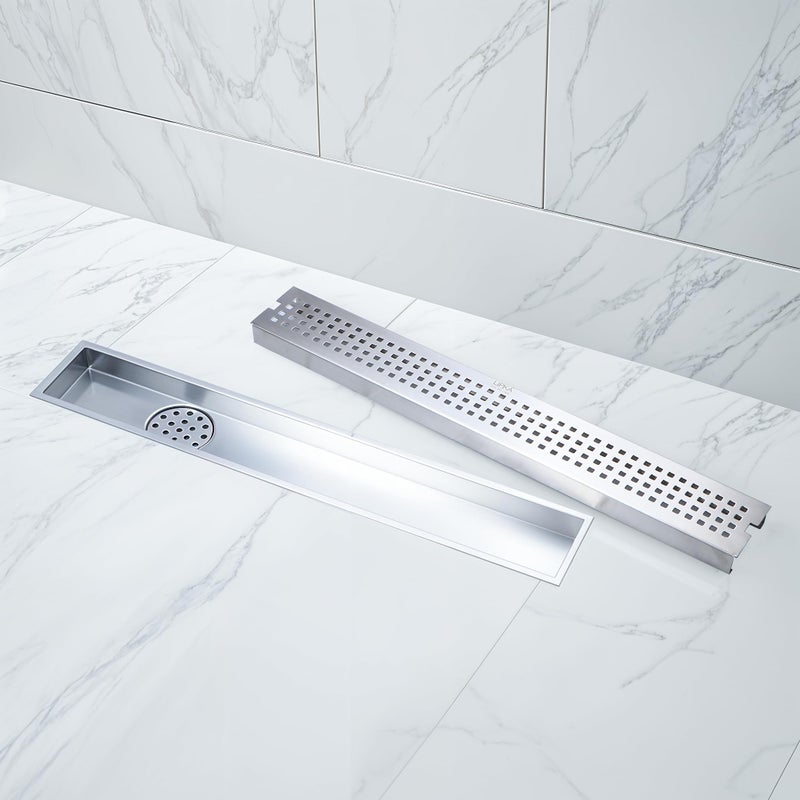 LIPKA Palo Shower Drain Channel | 36 × 4 Inches |304 Stainless Steel Shower Water Drain Channel for Bathroom & Showers Areas | Floor Drain Channel with Anti Foul Cockroach Trap, Side Hole with Collar - Image 1