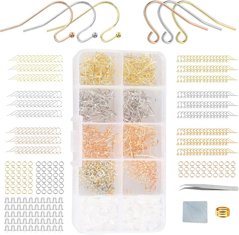 DIYEAR Rose Gold Earring Hooks - 630 pcs Earring Making kit with 14k Gold Hypoallergenic Earring Hooks, Jump Rings and Clear Rubber Earring Backs for DIY Jewelry Making - Image 3