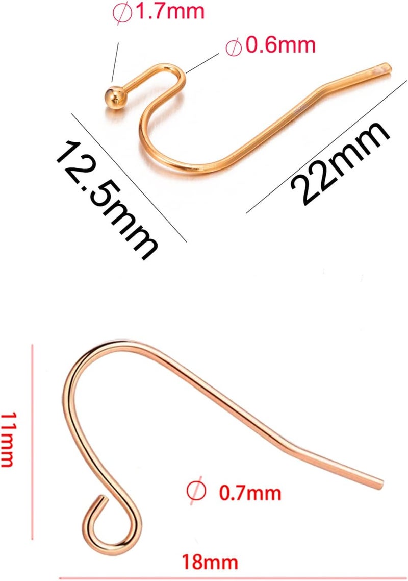 DIYEAR Rose Gold Earring Hooks - 630 pcs Earring Making kit with 14k Gold Hypoallergenic Earring Hooks, Jump Rings and Clear Rubber Earring Backs for DIY Jewelry Making - Image 5