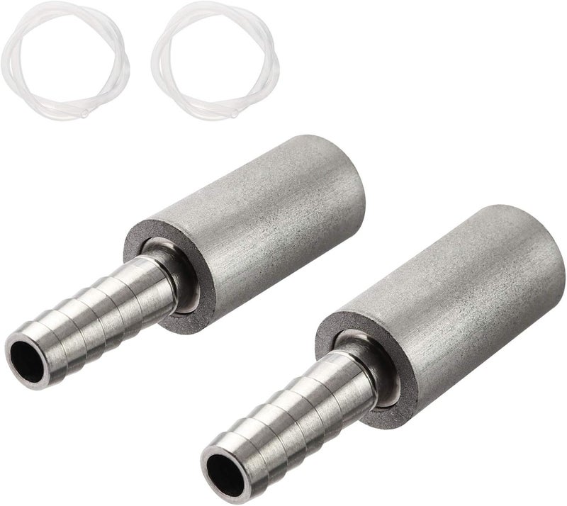 Ferroday (2 Set) 0.5 Micron Diffusion Stone Stainless Steel Aeration Stone Carbonating Stone with 1/4" Barb for Homebrew Wine Beer Soda Air Stone 0.5 Micron + 20 Inch Silicone Hose - Image 1