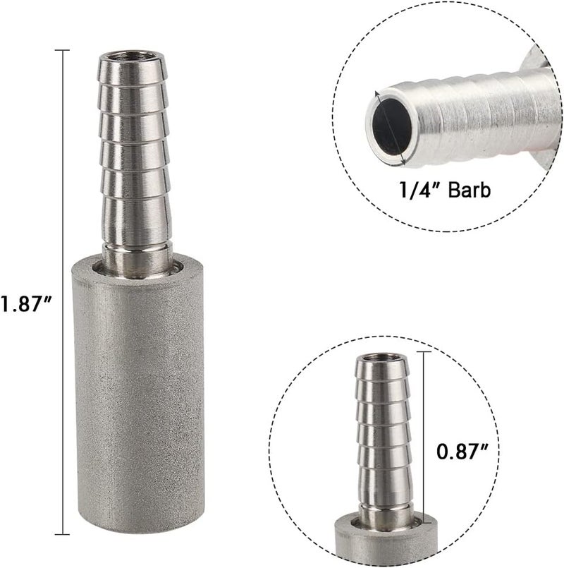 Ferroday (2 Set) 0.5 Micron Diffusion Stone Stainless Steel Aeration Stone Carbonating Stone with 1/4" Barb for Homebrew Wine Beer Soda Air Stone 0.5 Micron + 20 Inch Silicone Hose - Image 3