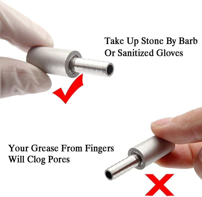 Ferroday (2 Set) 0.5 Micron Diffusion Stone Stainless Steel Aeration Stone Carbonating Stone with 1/4" Barb for Homebrew Wine Beer Soda Air Stone 0.5 Micron + 20 Inch Silicone Hose - Image 2