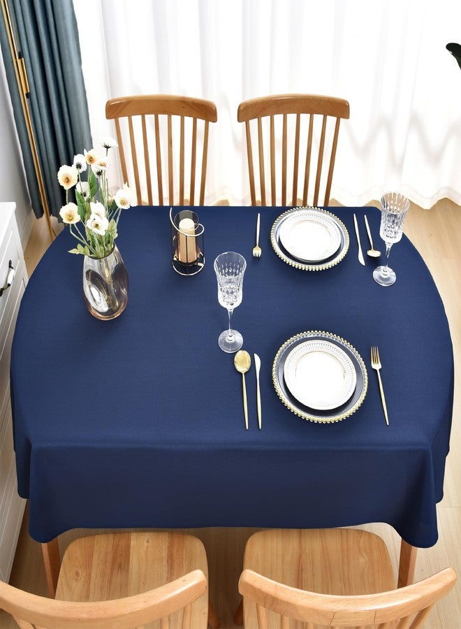 Nacuci Oval Tablecloth 60x84 Inch Polyester Fabric Table Cloth Solid Navy Blue Heavy Duty Table Cover Washable for Dining Home Party - Image 3