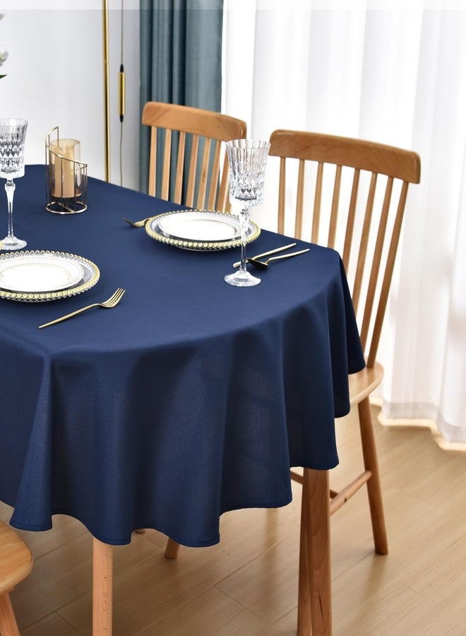 Nacuci Oval Tablecloth 60x84 Inch Polyester Fabric Table Cloth Solid Navy Blue Heavy Duty Table Cover Washable for Dining Home Party - Image 1