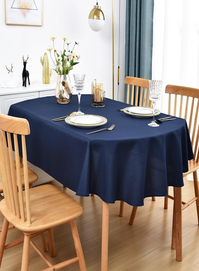 Nacuci Oval Tablecloth 60x84 Inch Polyester Fabric Table Cloth Solid Navy Blue Heavy Duty Table Cover Washable for Dining Home Party - Image 2