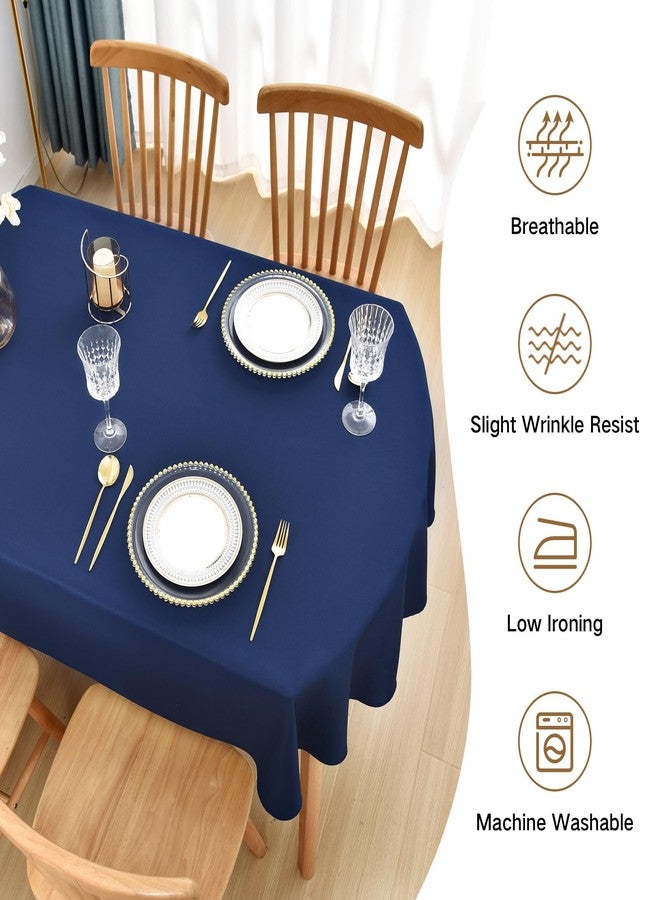 Nacuci Oval Tablecloth 60x84 Inch Polyester Fabric Table Cloth Solid Navy Blue Heavy Duty Table Cover Washable for Dining Home Party - Image 5