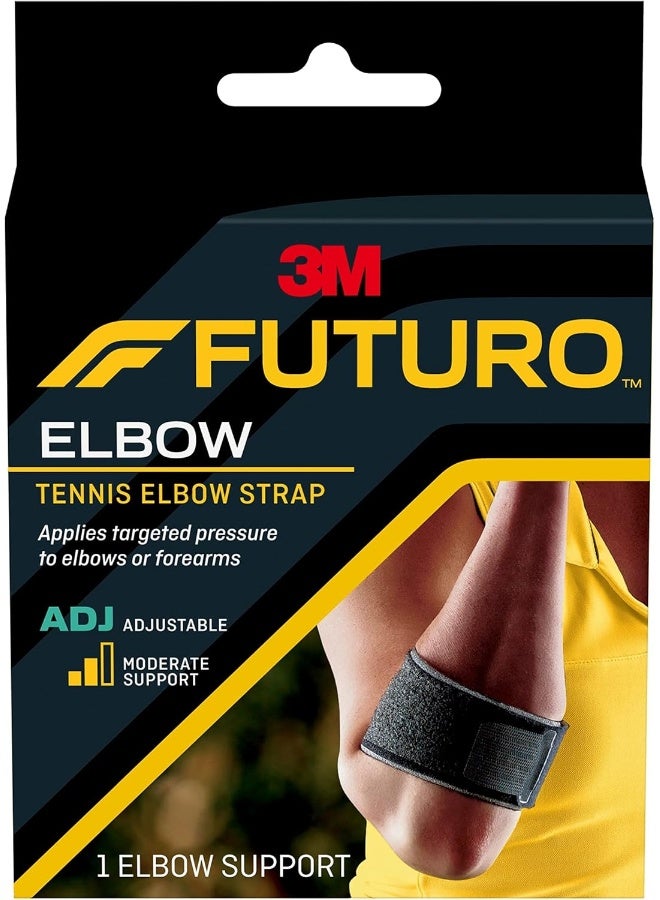 Futuro Tennis Elbow Strap Adjustable size, 1 unit/pack | Black color 45975ENR | Applies targeted pressure to elbows or fore arm | Elbow support - Image 1