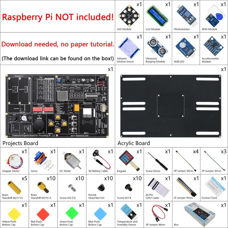 Freenove Projects Kit for Raspberry Pi 5 4 B 3 B+ 400 Zero 2 W, Simple Wiring, 860-Page Detailed Tutorial, Python C Java Scratch Processing Code, 132 Projects (Raspberry Pi NOT Included) - Image 2