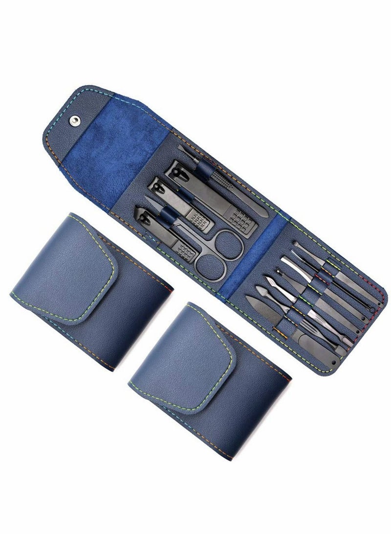 NIBEMINENT Manicure Pedicure Kit, Stainless Steel Set, Professional Nail Clippers Tools with Portable PU Leather Case, Personal Care Travel Grooming Kit Gifts for Men Women - Image 3