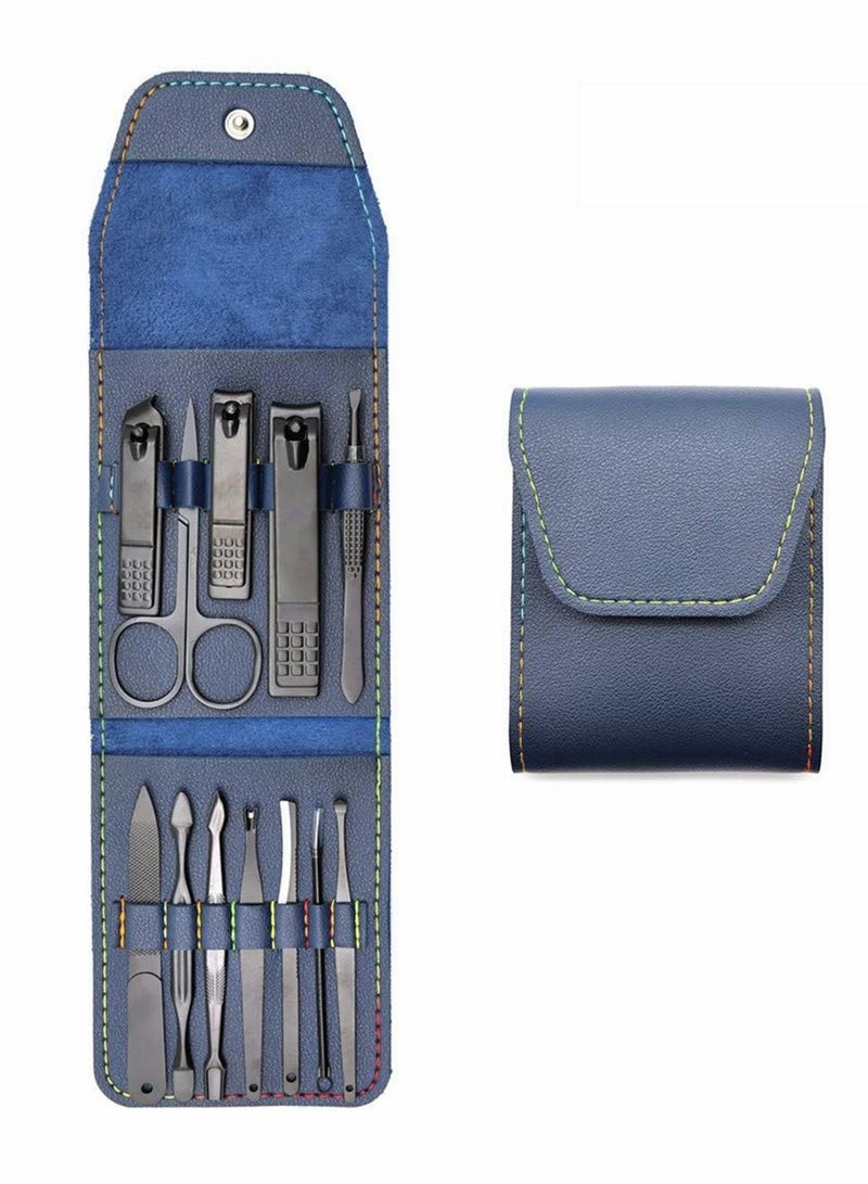 NIBEMINENT Manicure Pedicure Kit, Stainless Steel Set, Professional Nail Clippers Tools with Portable PU Leather Case, Personal Care Travel Grooming Kit Gifts for Men Women - Image 1