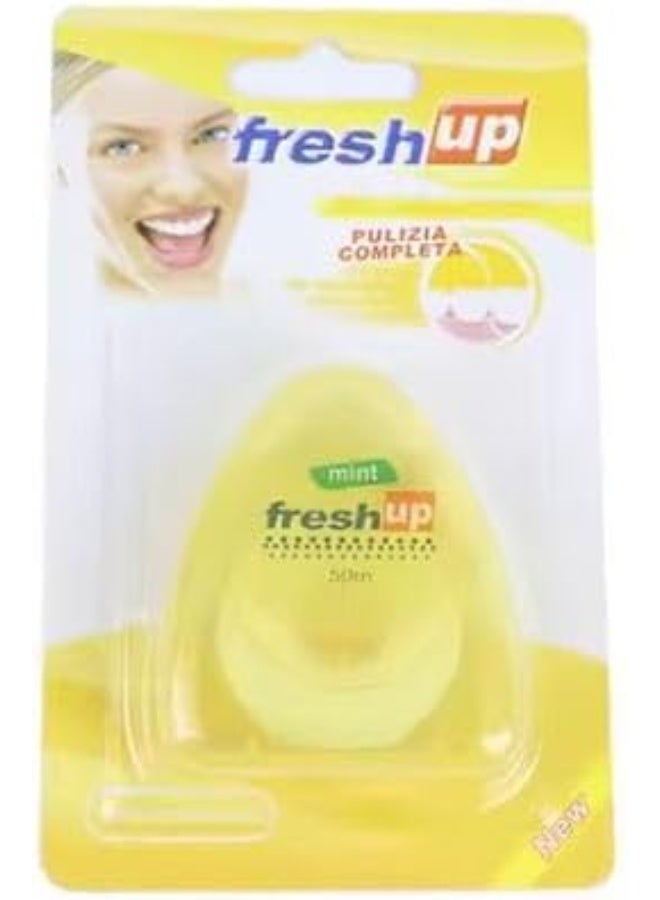 Fresh Up Card Dental Floss - Waxed Dental Floss, Mint Flavor, 50 Meters - 5 ml - Image 1