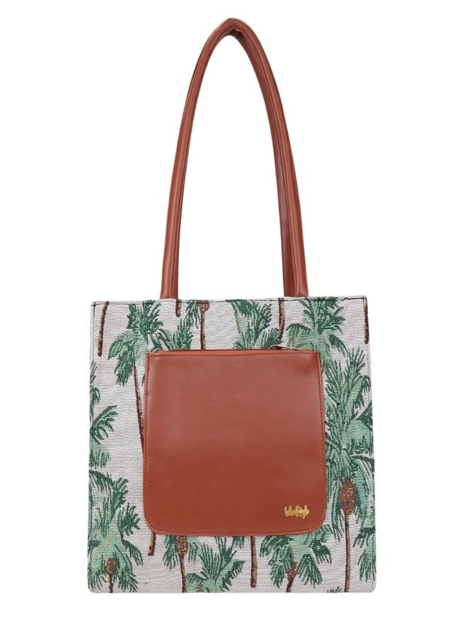 LIKE STYLE Women’s Designer Jute Handbag with PU Rexine Pocket | Spacious Shoulder Tote for Daily, Office & Casual Use (Green) - Image 1