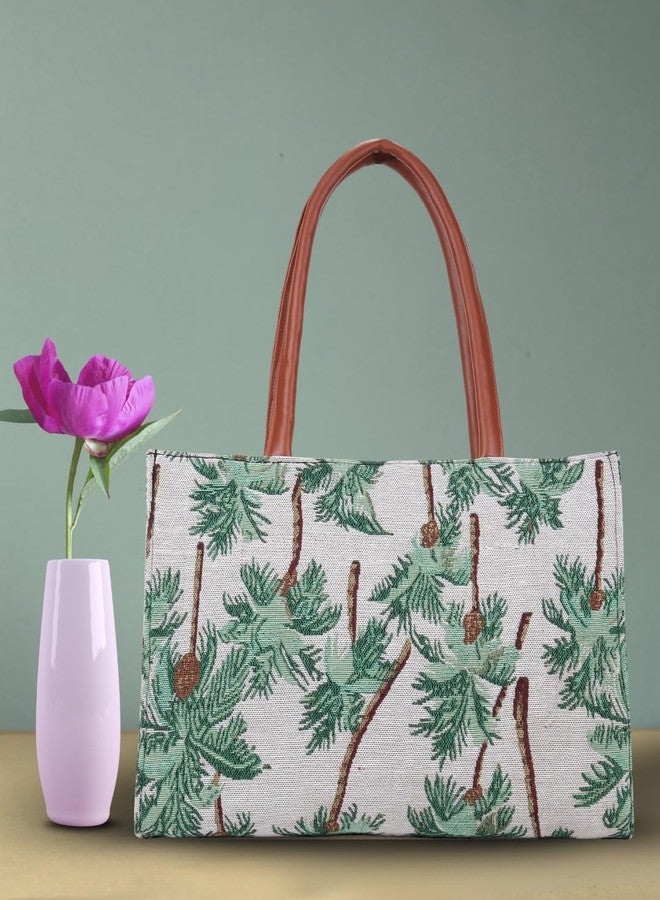 LIKE STYLE Women’s Designer Jute Handbag with PU Rexine Pocket | Spacious Shoulder Tote for Daily, Office & Casual Use (Green) - Image 3