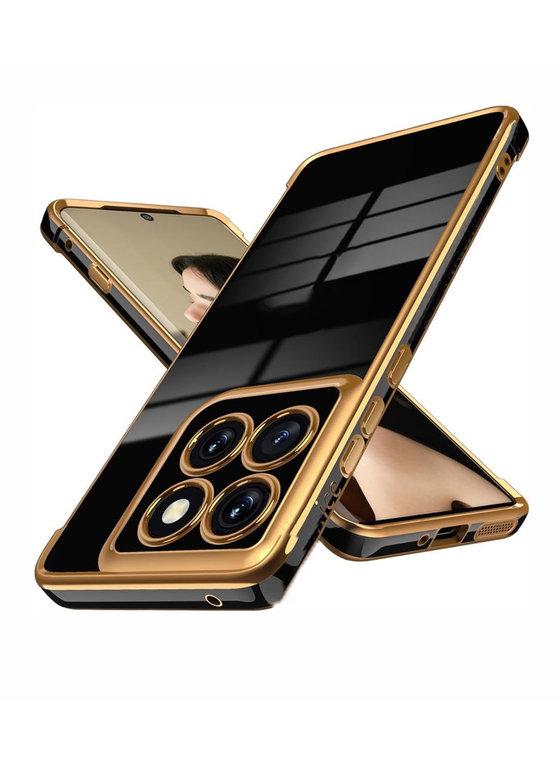 Silicone case for Motorola Moto G56, Plating Motorola Moto G56 Phone Case Shockproof Thin and Soft Cover (Black) - Image 1