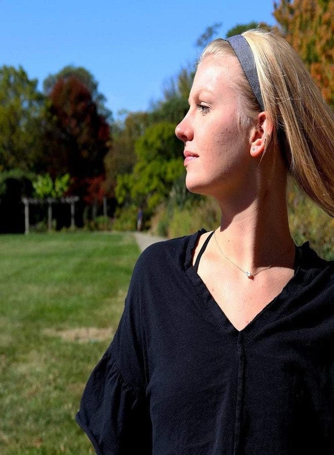 سويتي باندز طوق رأس سويتي باندز للنساء والفتيات - طوق شعر رياضي مبطن بالمخمل مانع للانزلاق - رمادي أكسفورد وأسود 1 بوصة - Image 2