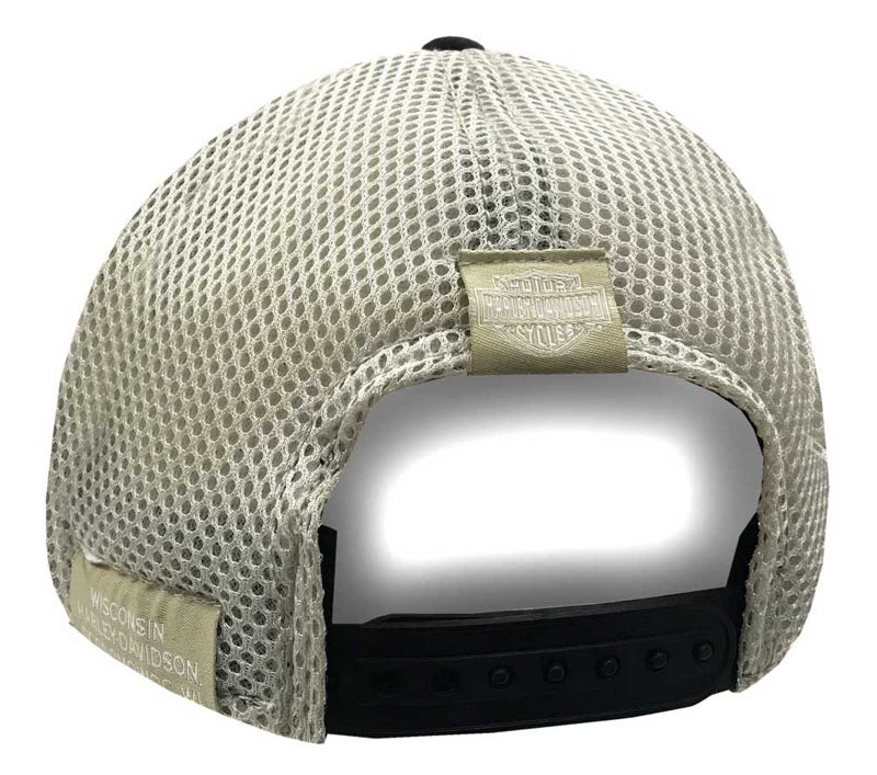 HARLEY DAVIDSON Harley-Davidson Men's Tribal Snapback Curved Brim Colorblocked Mesh Trucker Cap Black - Image 2
