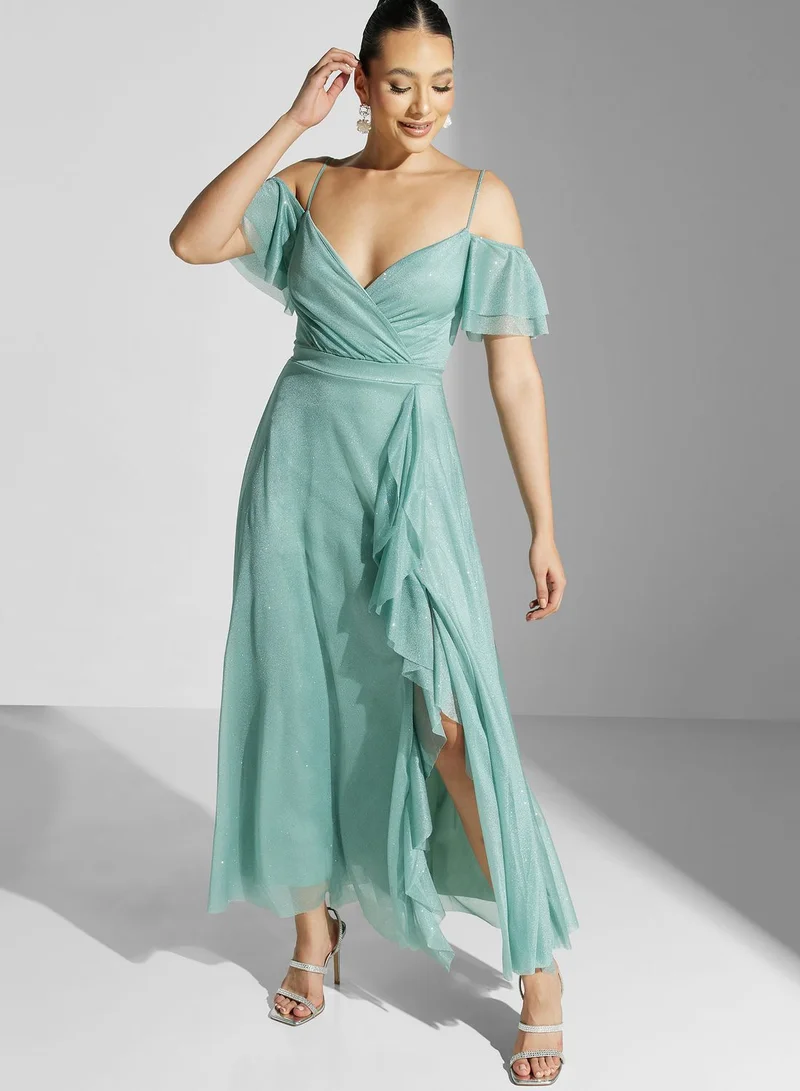 Ella Limited Edition Cold Shoulder Shimmer A-Line Dress