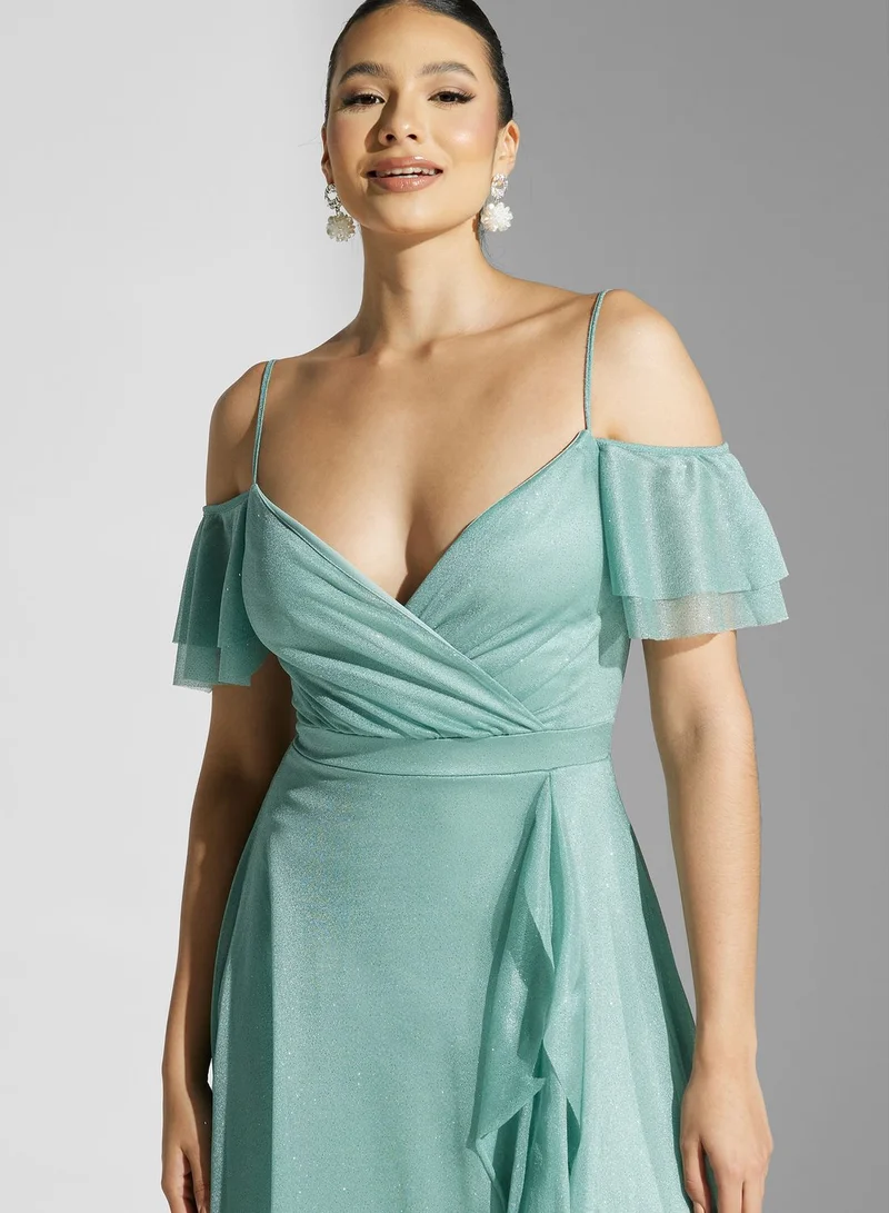 Ella Limited Edition Cold Shoulder Shimmer A-Line Dress