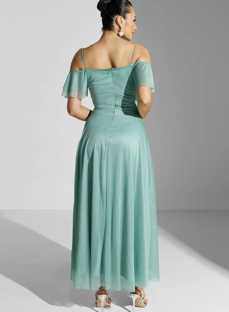 Ella Limited Edition Cold Shoulder Shimmer A-Line Dress