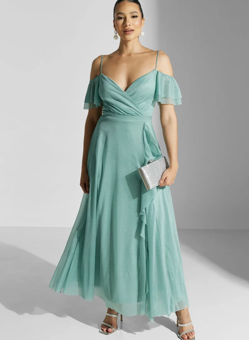 Ella Limited Edition Cold Shoulder Shimmer A-Line Dress