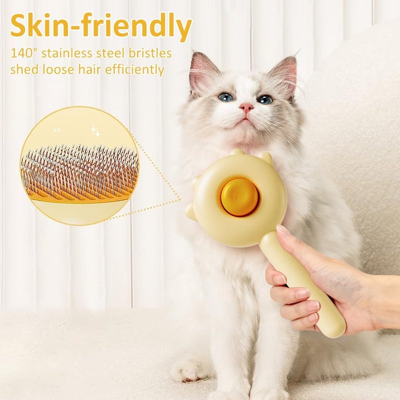 Vichip 2 In 1 Dog & Cat Brush - Self Cleaning Slicker Grooming Brush, Washable 140° Comb Teeth for Quick Hair Removal - Image 4