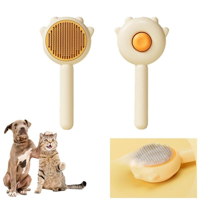 Vichip 2 In 1 Dog & Cat Brush - Self Cleaning Slicker Grooming Brush, Washable 140° Comb Teeth for Quick Hair Removal - Image 1