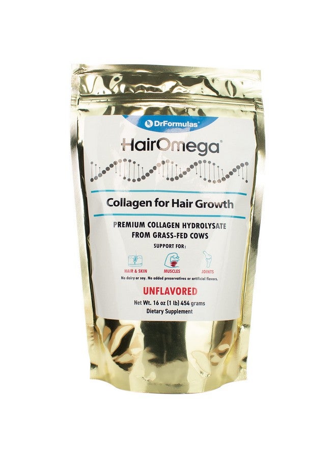 DrFormulas بروتين مسحوق كولاجين دكتور فورمولا هير أوميغا لنمو الشعر، ببتيدات من هيدروكسي كولاجين البقر - بدون نكهة/عديم الطعم، 16 أونصة - Image 1