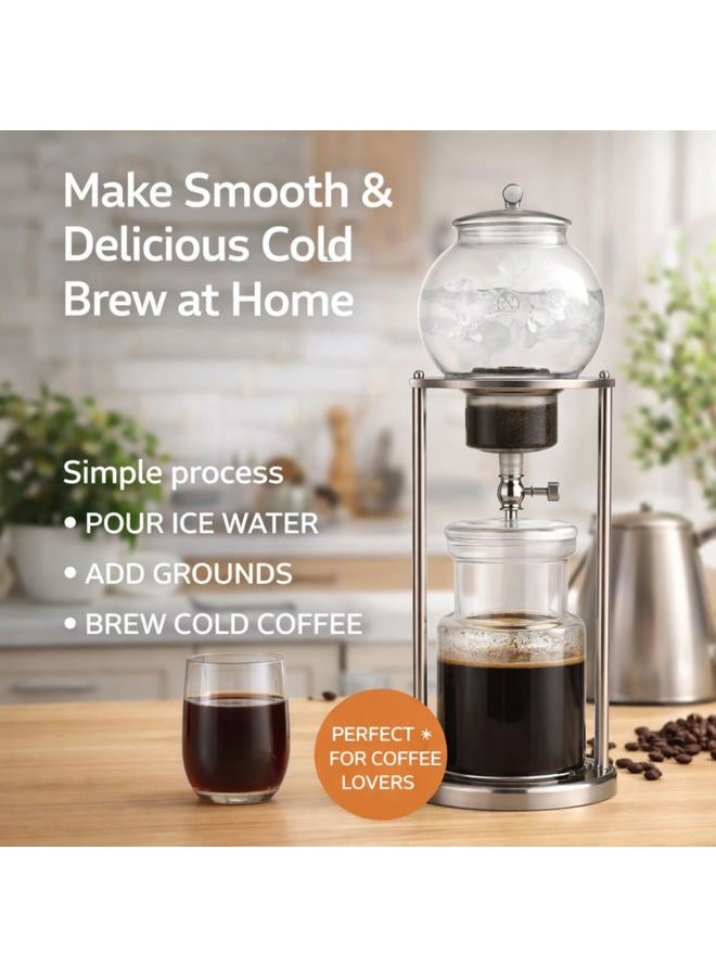 Nispira (Silver 1000 ml) - Luxury Ice Cold Brew Dripper Coffee Maker, 1000 ml - Image 3