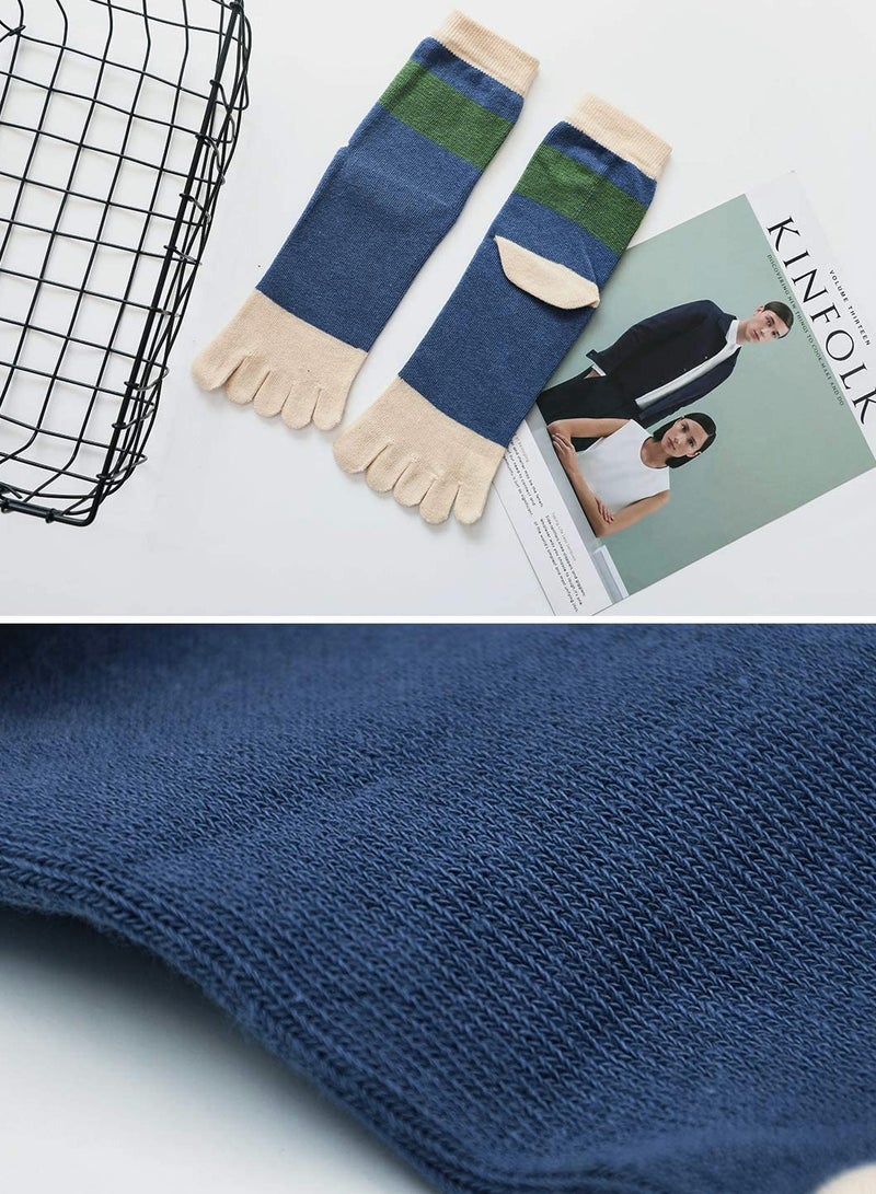 5 Pairs of Comfortable Cotton Toe Socks - Breathable Striped Sports Socks for Outdoor Activities and Everyday Wear - Image 2