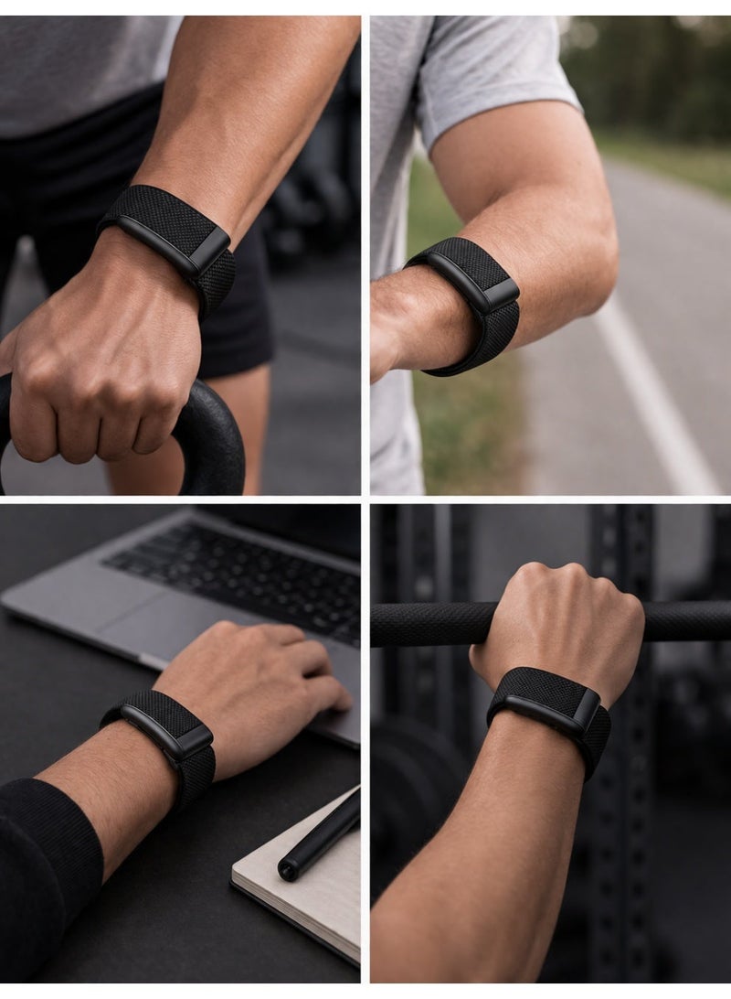 حزام بديل أسود WHOOP 5.0 لأجهزة One/Peak/Life، حزام معصم قابل للتعديل فائق النعومة مع وصلة فضية - Image 3