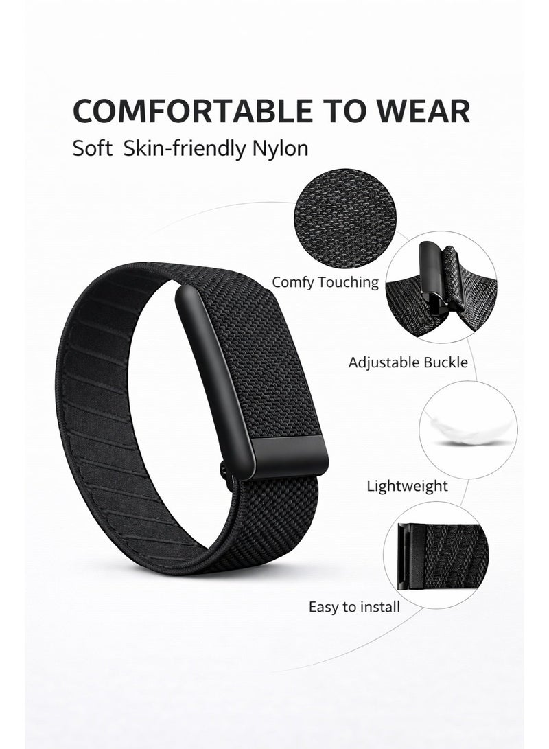 حزام بديل أسود WHOOP 5.0 لأجهزة One/Peak/Life، حزام معصم قابل للتعديل فائق النعومة مع وصلة فضية - Image 2